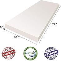 Vista 9 de AK TRADING CO. Cojín de espuma para tapicería, lámina de espuma de alta densidad, fabricado en EE. UU., 5 x 30 x 72 pulgadas