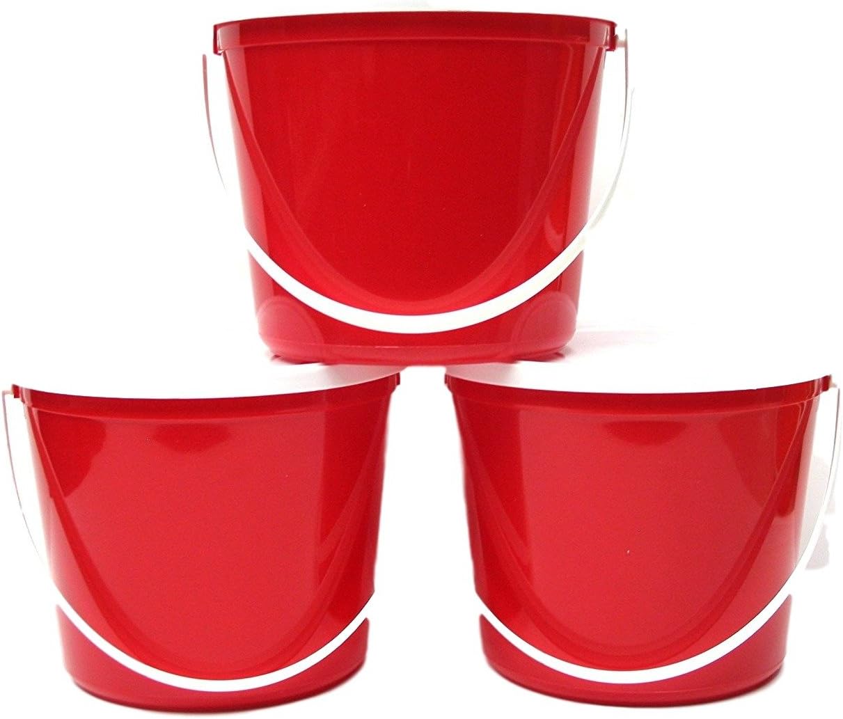 Talisman, Plastic Buckets & Lids, 80 Ounces, 3 Pack, Red