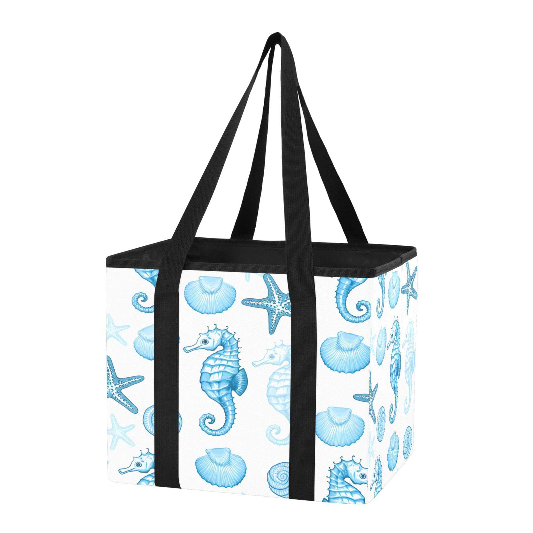 Kutsu Car Trunk Organizer Seahorses Collapsible Storage Organizers Oxford Car Storage Bin with Reinforced Handles, Non-slip Universal Fit SUV Truck Van, 1 Pack