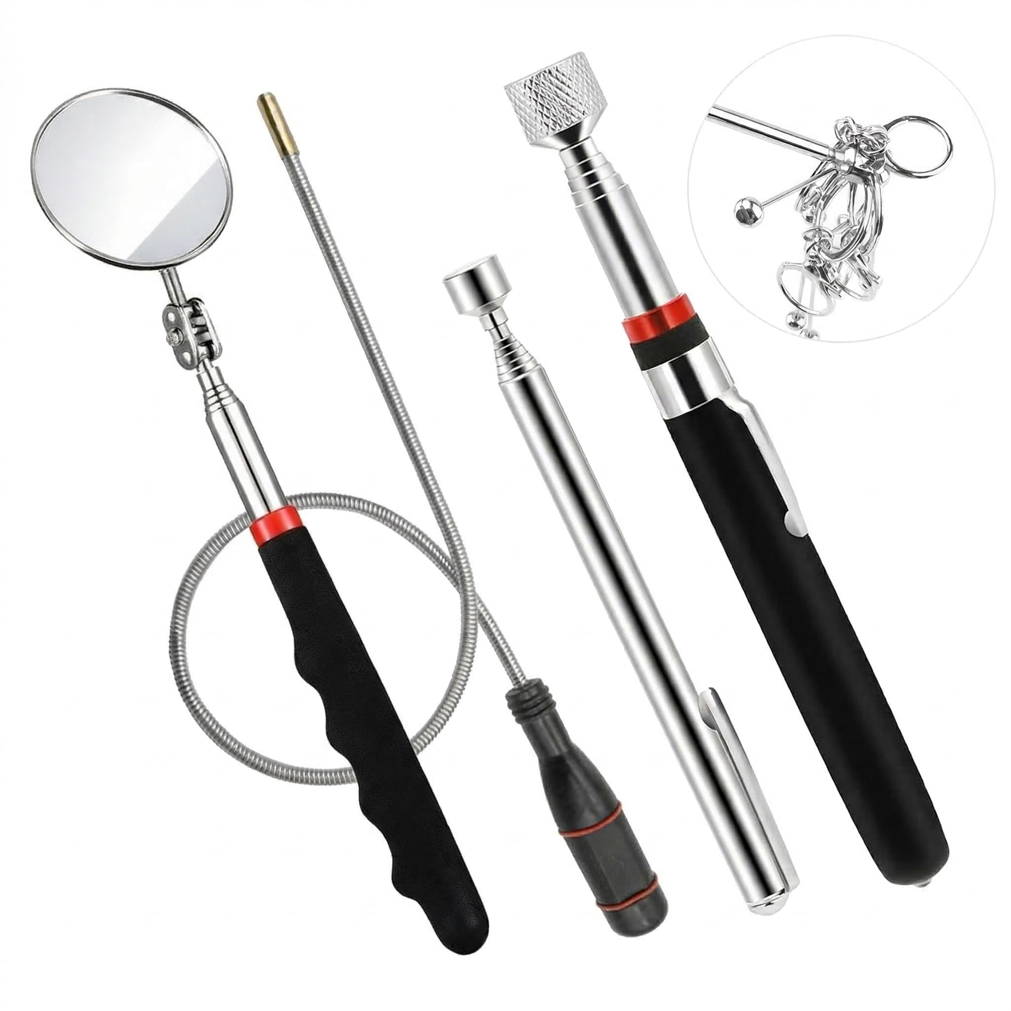 3-Piece Telescopic Magnetic Pickup Tool Set + Telescopic Inspection Mirror