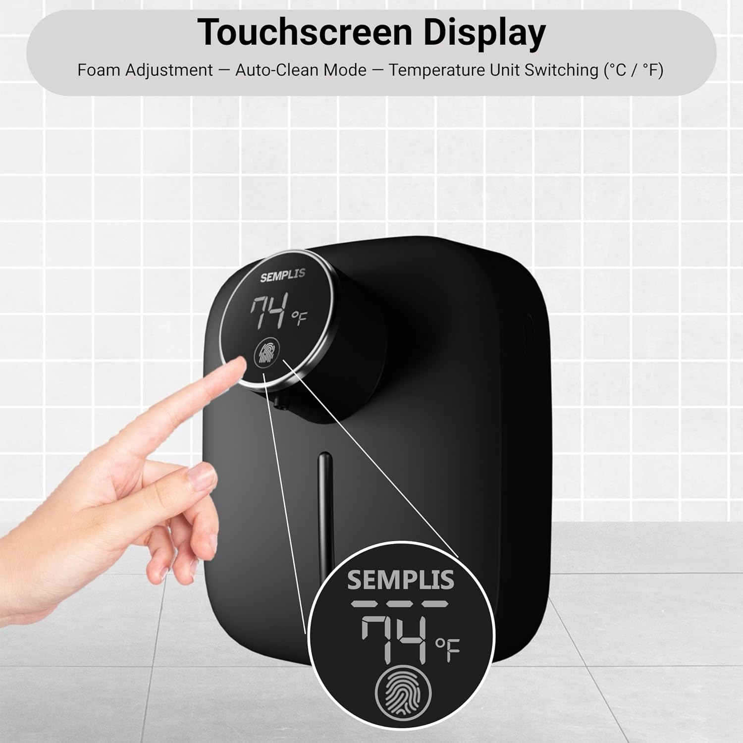 Automatic Soap Dispenser – Touchless Foaming Hand Soap Dispenser with Digital Display, 6 Adjustable Foam Levels, USB Rechargeable Wall‑Mount for Bathroom & Kitchen, 10.82 oz/320 ml