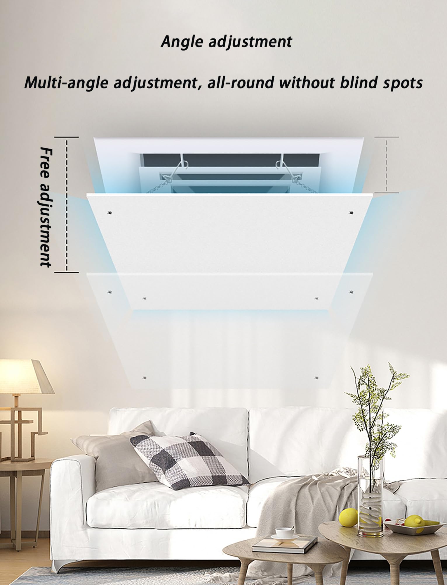 Deflettore universale per condotto del condizionatore d'aria per unità centrali e griglie di ventilazione a soffitto, guida regolabile per evitare che soffia aria diretta, efficienza energetica e