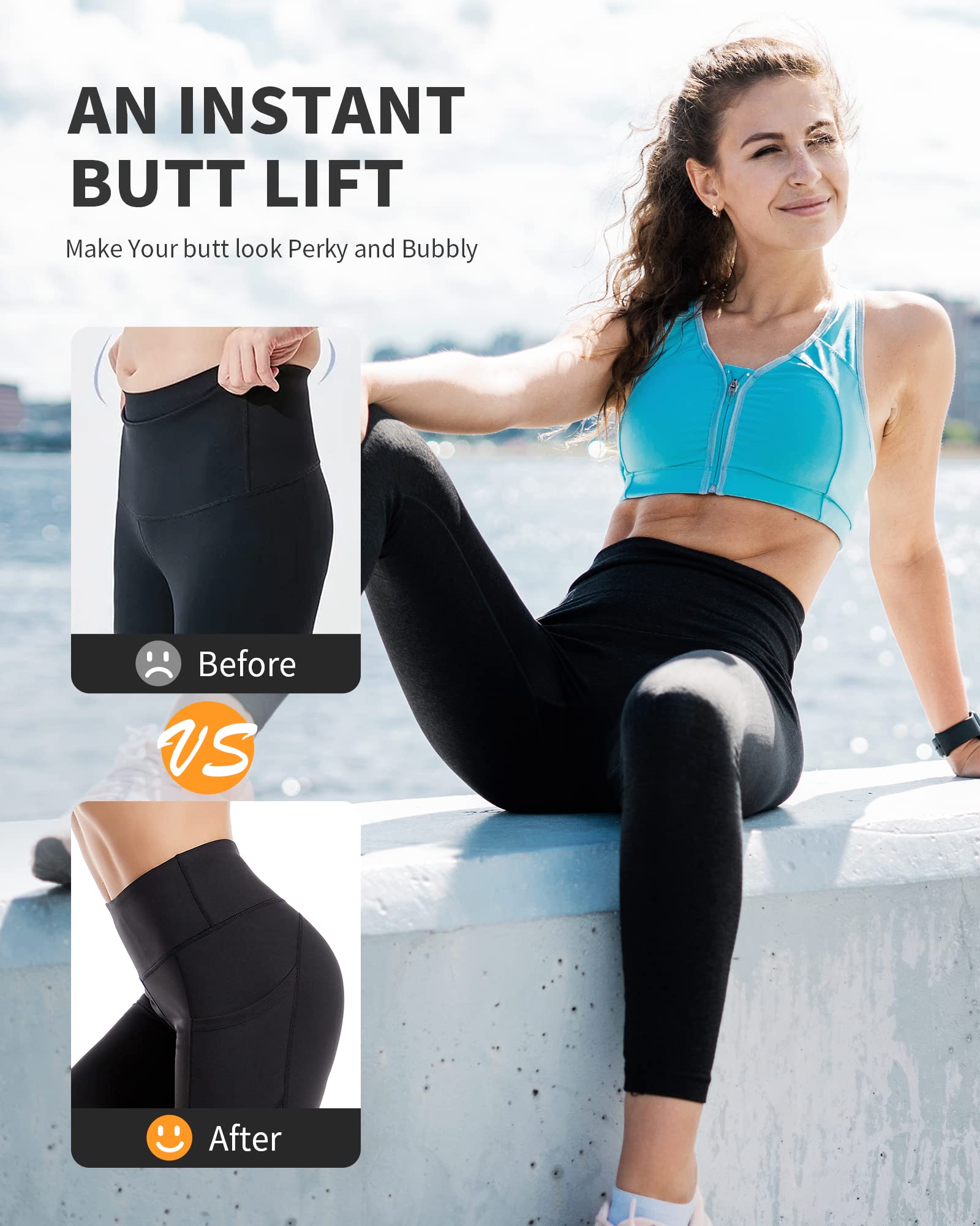 CAMBIVO Leggins Sportivi Donna, Leggins Push up Vita Alta, Legging Palestra Pantaloni Yoga Elasticizzati Pantacollant per Fitness, Sport, Pilates, Running, Casual