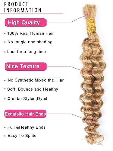 Miniatura 4 de RESACA Cabello humano virgen brasileño de onda profunda para trenzar de 22 pulgadas, 1 paquete de extensiones de cabello humano virgen brasileño