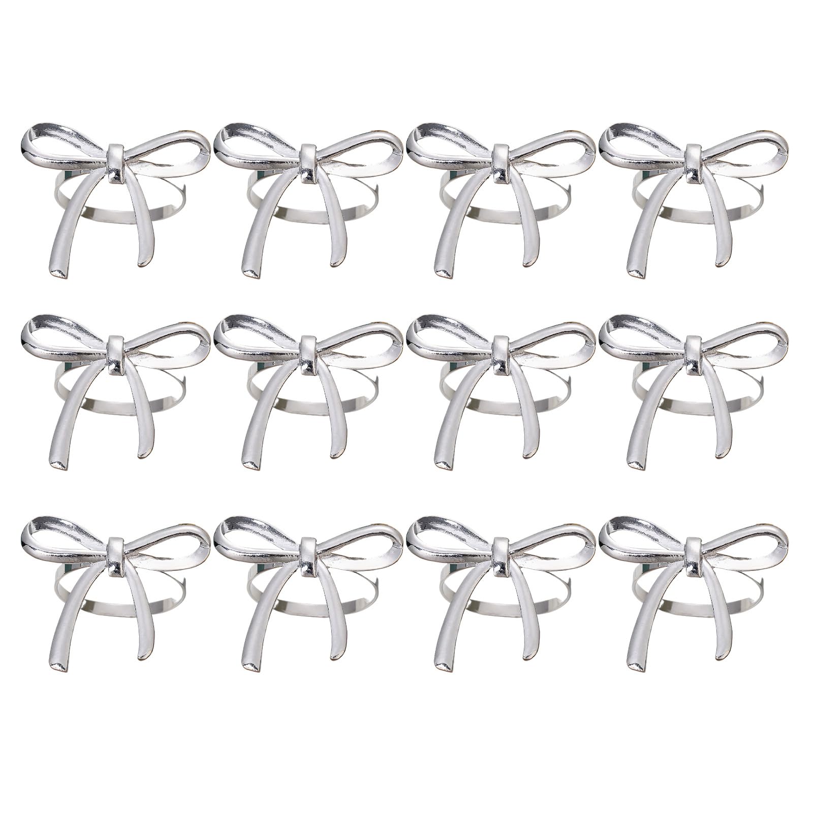 hogtnd Pack of 12 Modern with Gold Bows Refined Table Accessories for Any Celebration and Party Napkin Hoop