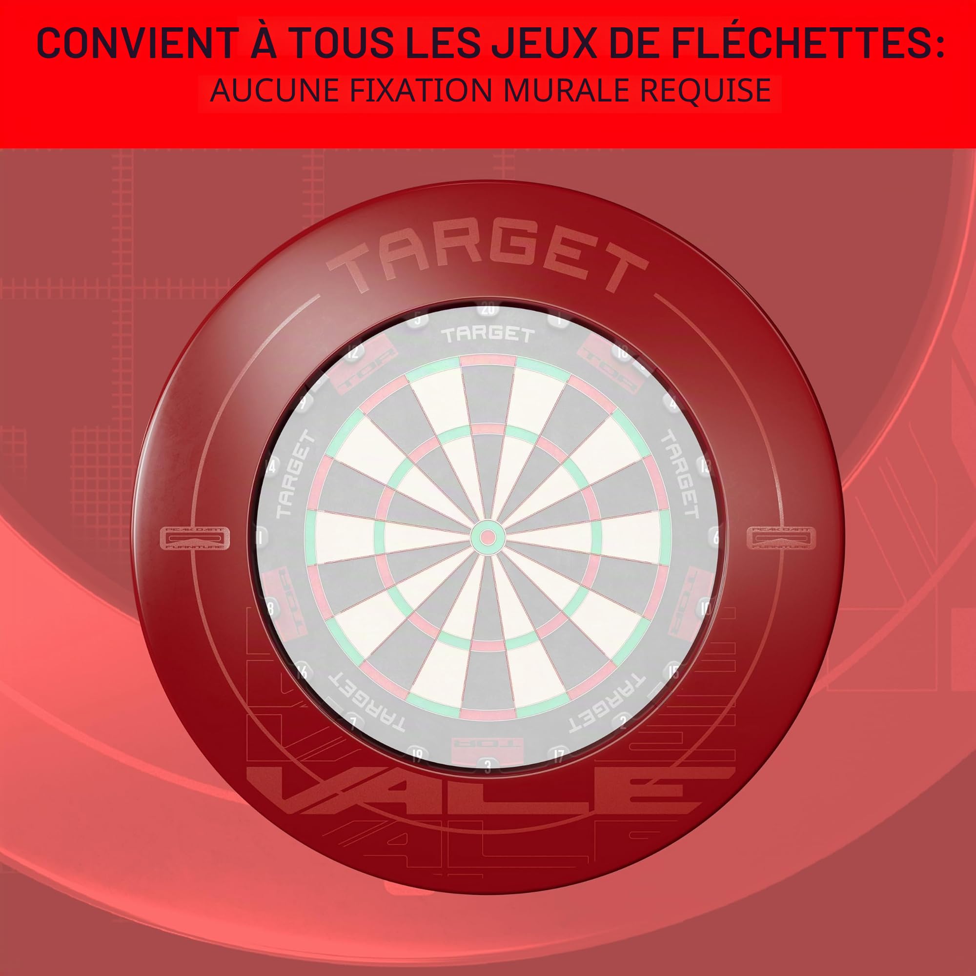 Target Darts Pro Tour Printed Dartboard Surround - Red and Black