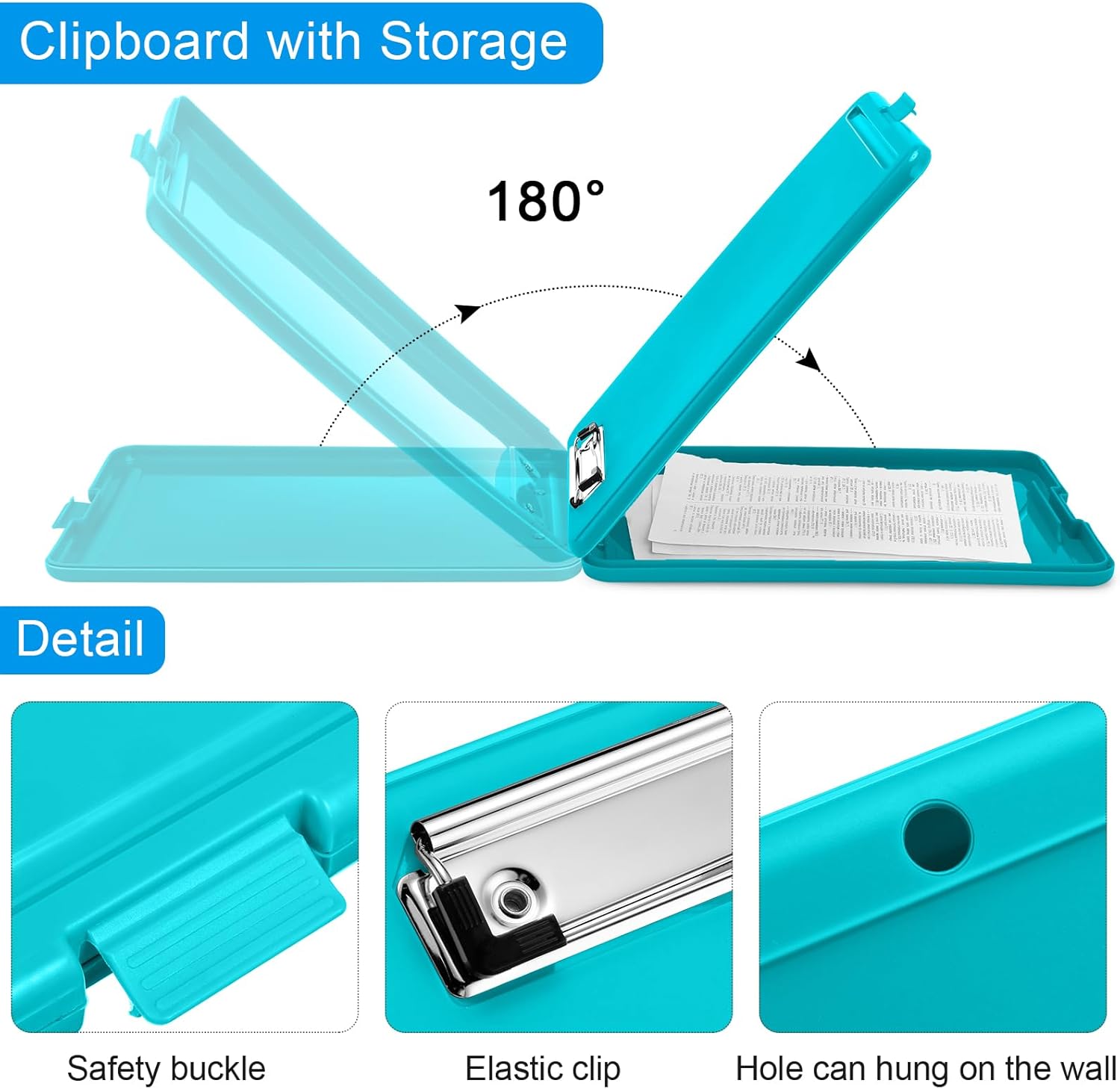6 Pieces Clipboard with Storage, 9.5 x 13.5 Heavy Duty Plastic Storage Clipboard, Nursing Foldable Clip Board with Compartment and Metal Clip for Nurse Teacher Student Classroom Office (Bright Color)