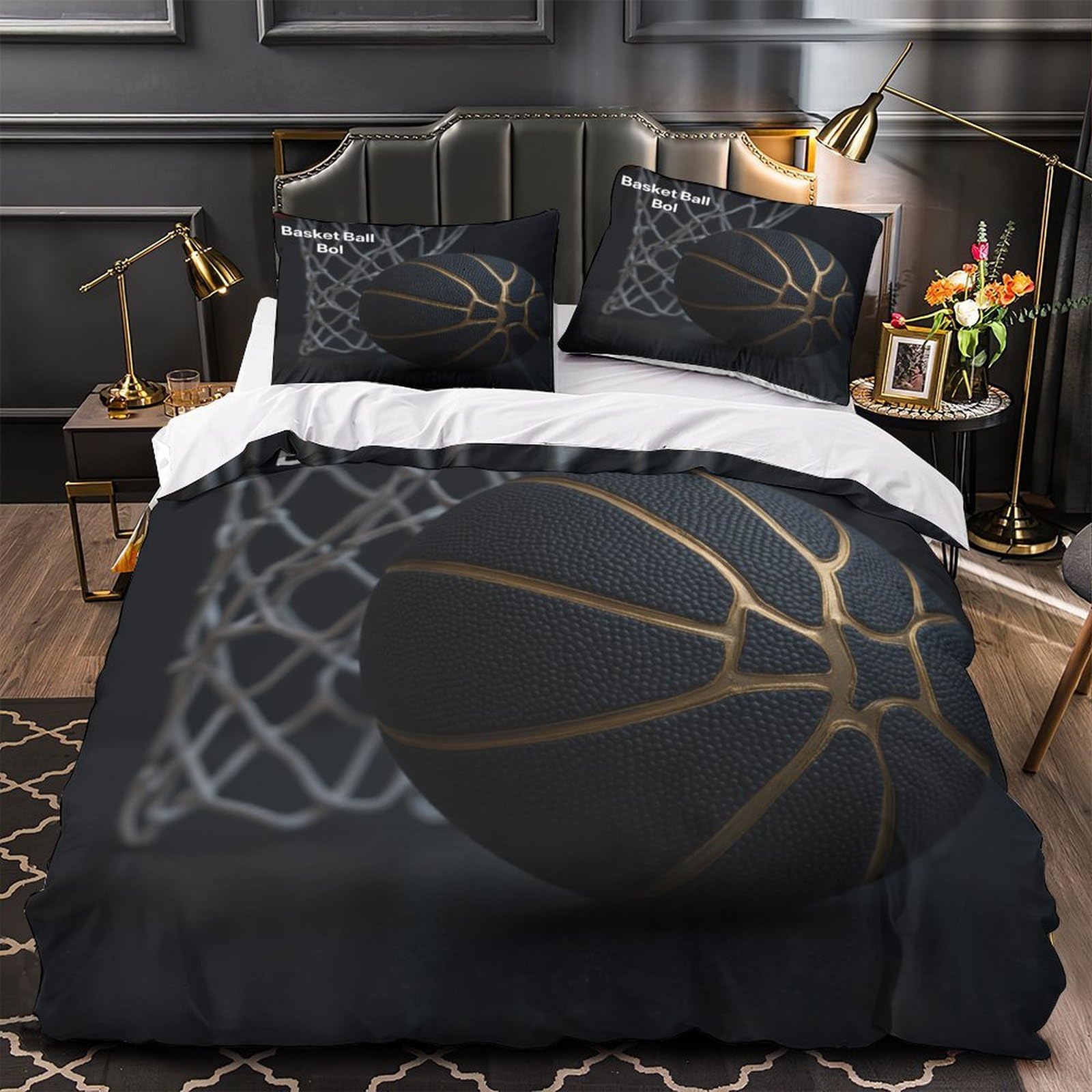 Housse de Couette Baseball Super King 260x220cm en Microfibre avec Parure de Lit 3D