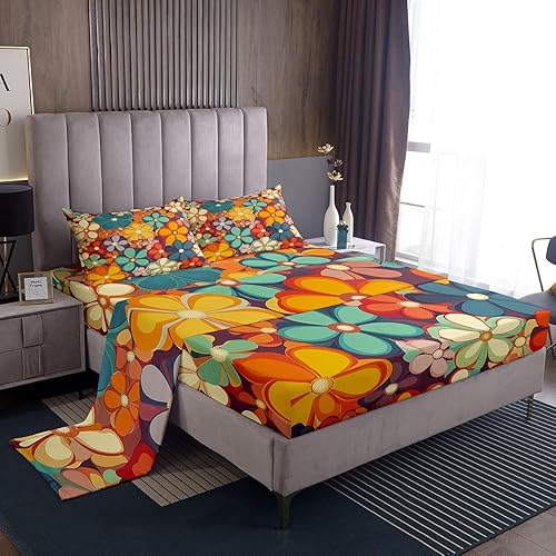 Vista 241 de Erosebridal Juego de sábanas de mariposa azul, tamaño matrimonial, sábanas de hongos y polilla de libélula, sábana encimera de fase lunar, sábana