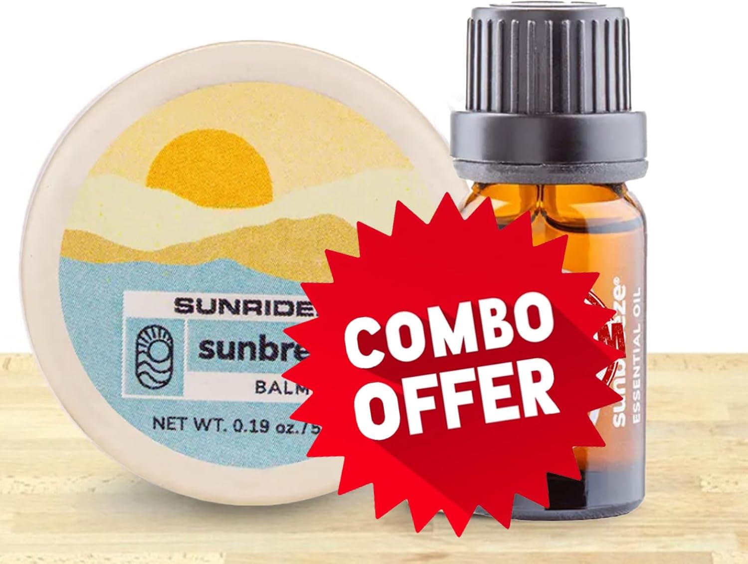 Generic Sunbreeze. Essential Oil (0.34oz) and Balm (0.19oz) Combo for Massage, Unscented, Hypoallergenic, Unisex, Adults, Active Individuals, Office Workers, Relaxation Seekers