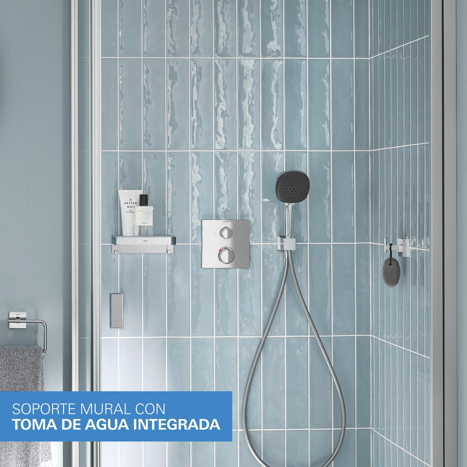 GROHE Precision 250 - sistema de ducha empotrado (2 tipos de chorro, caja de instalación universal, flexo de ducha 1500mm), angular, cromo, 34882000