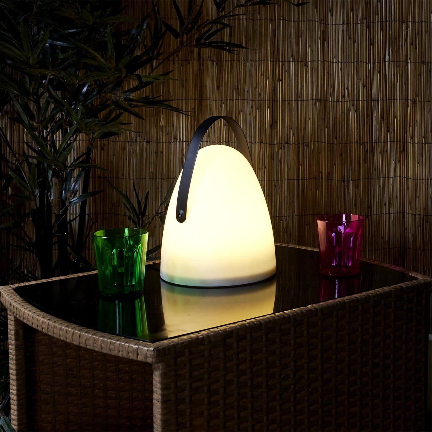 Lampe d'extérieur à Poser avec poignée 30 cm Blanc Noir