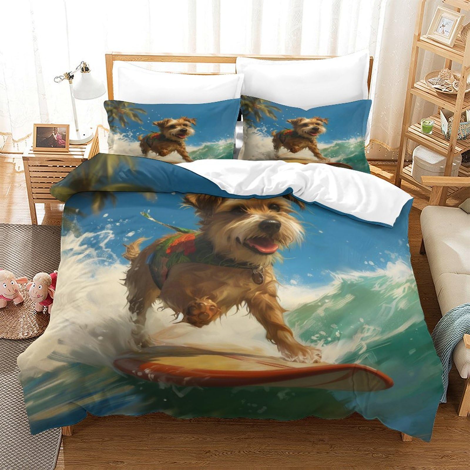 Tnfhsoft Border Terrier Dog-1 Border Terrier Dog 3D Duvet Cover Sets, Quilt Cover Microfiber Bedding With Zipper Closure Winter Soft Comforter Cover Apply To Kids Youth 3 Piece Set Comfortable Room Decor King（220X240cm）