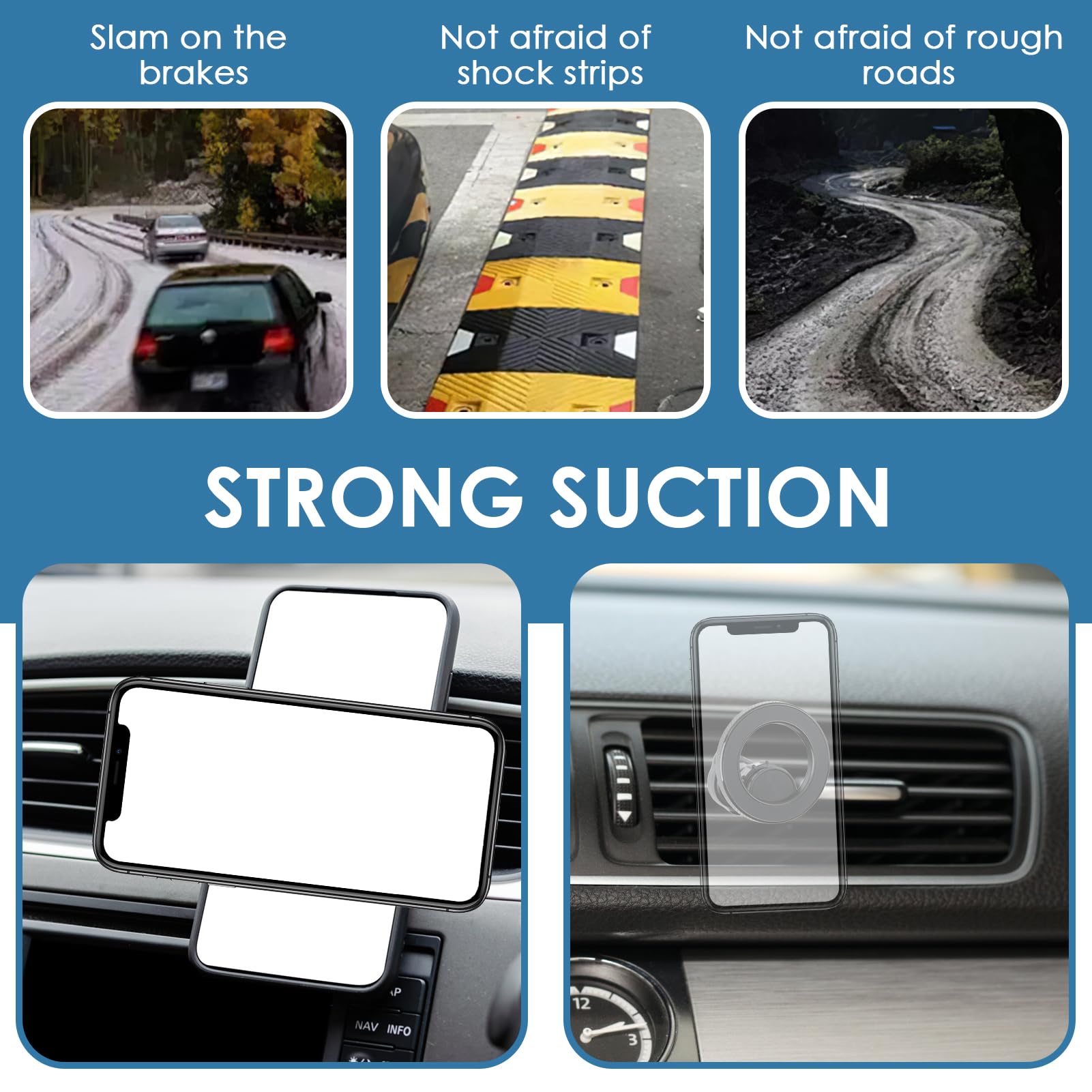 Supporto Magnetico Per Cellulare In Auto Topk: Potentissimo E Super Sottile! Magnete Al Neodimio Per Cruscotto, Nero.