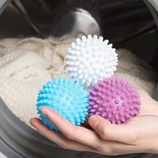 nerhemg Laundry Dryer Balls, 6pcs Laundry Washing Balls Reusable Soften and Fluff Dryer Balls for Laundry （Blue Purple White） Blue 2pcs