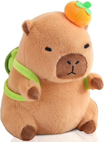 Peluche afelpado con diseño de capibara con un pan, con mochila de tortuga, bonito, estilo Kawaii, suave almohada para regalar a niñas, niños,