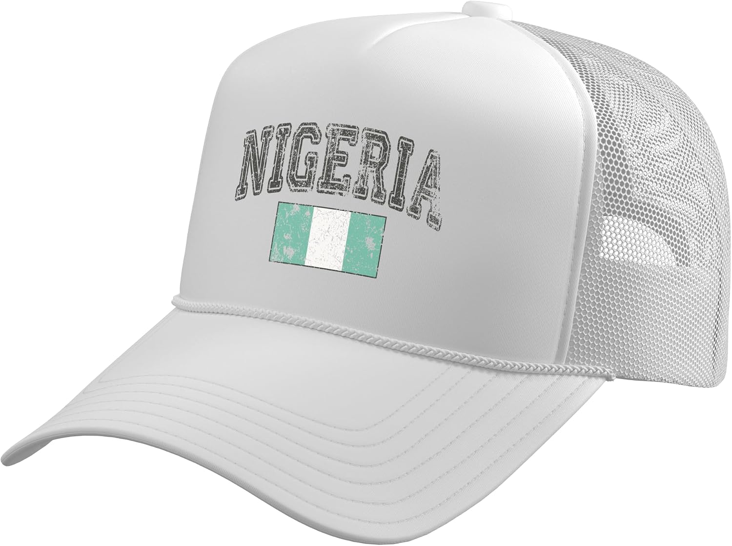 Vintage Retro Faded Nigeria Flag Nigerian Pride Trucker Hat with Adjustable Mesh Back