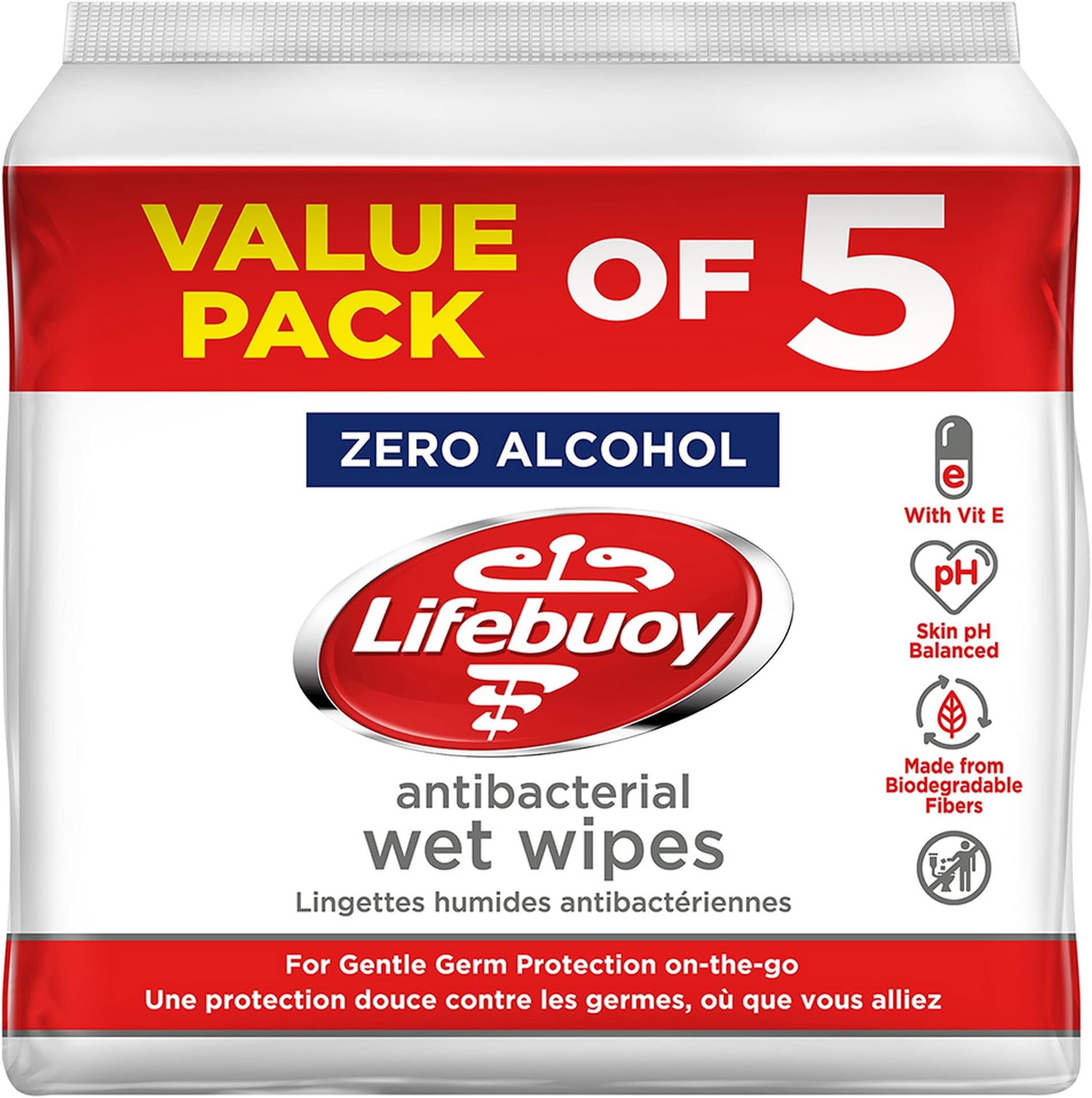Antibacterial Wet Wipes, 5 x 10 Wipes