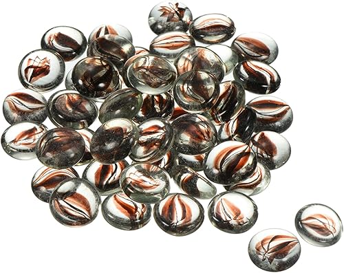 MECCANIXITY Canicas decorativas de vidrio plano de 0.669-0.748 in, cuentas de relleno de jarrón de rocas, pétalos marrones para decoración de mesa