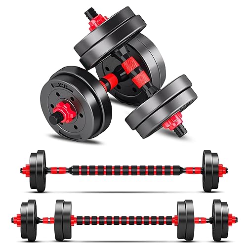 Adjustable-Dumbbells-Sets,Free Weights-Dumbbells Set of 2 Convertible To Barbell A Pair