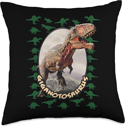 Miniatura 5 de Giganotosaurus - Camisa de regalo para niños, almohada de dinosaurio verde oscuro, 16 x 16 pulgadas, multicolor