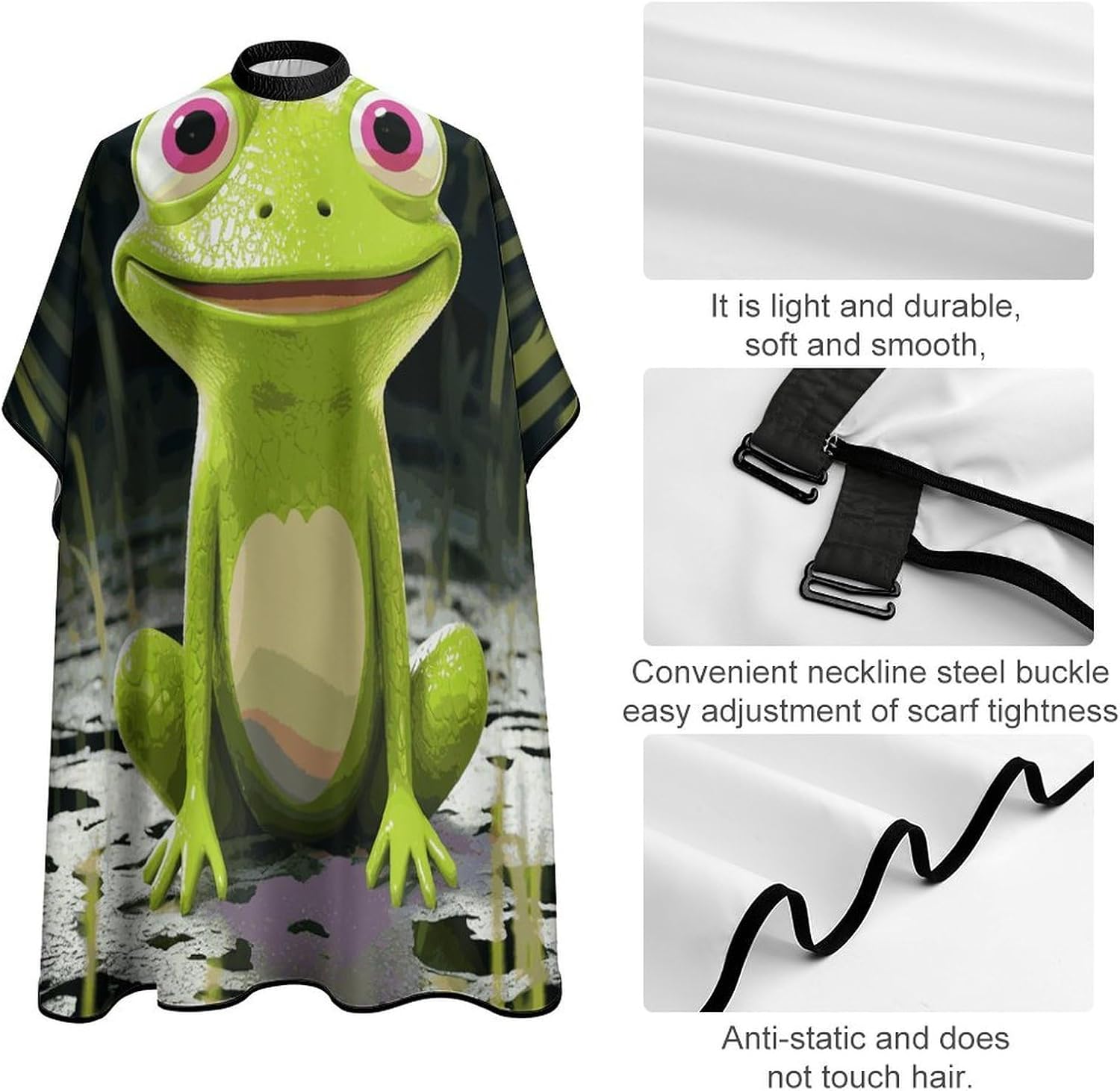 Crown Frog Apron for Women Men,Barber Cape with Adjustable Snap Closure,Hair Cutting Cape,66.9 X 56.7 Inches for Hair Dye, Comb-out, Styling, Shampoo
