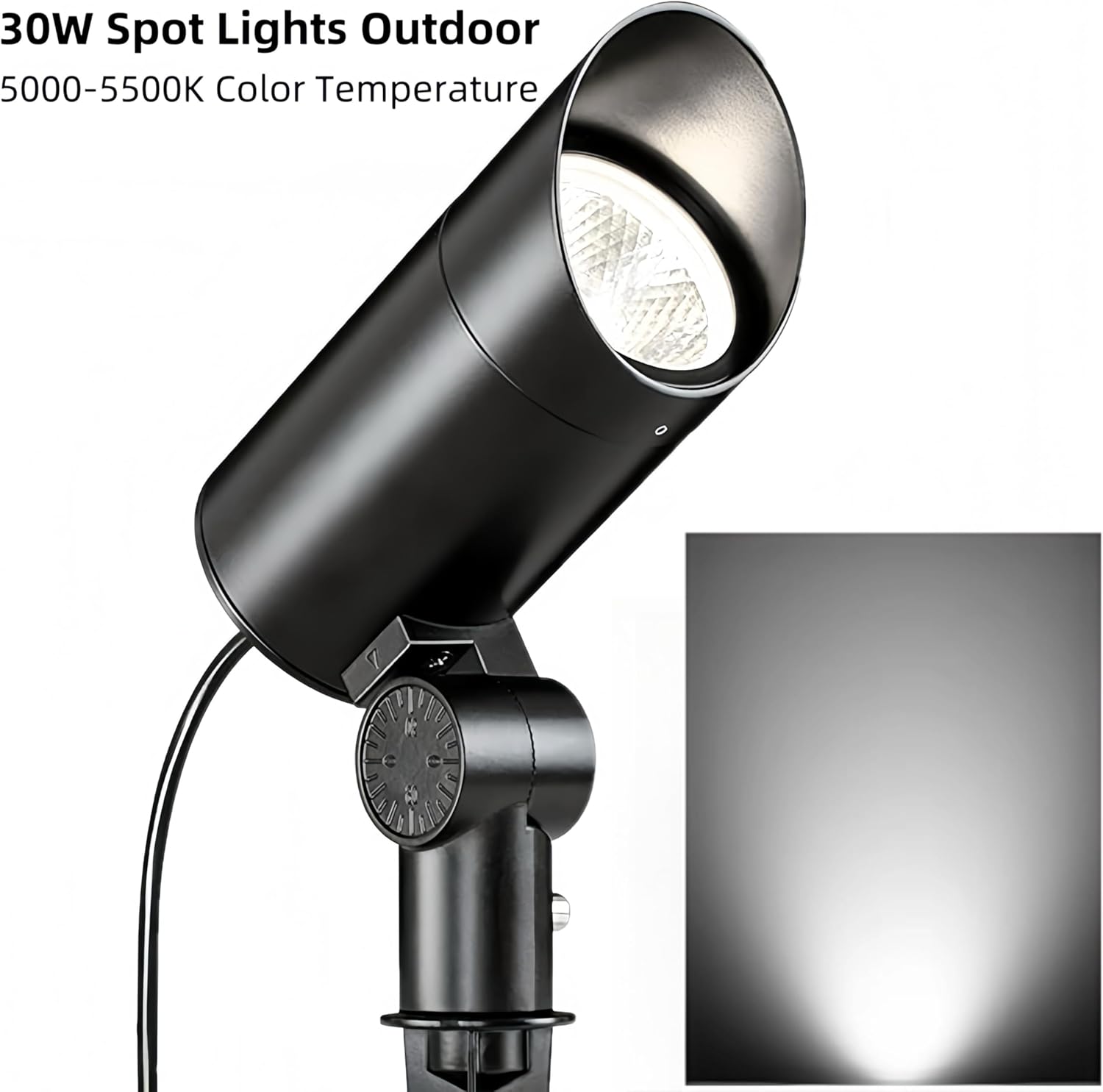 30W Spot Lights Outdoor, 5500k Dusk to Dawn Flag Pole Light, IP65 Waterproof Landscape Lighting with Light Sensor, Ultra-Bright Auto On/Off Outdoor LED Spot Lights for Yard Garden