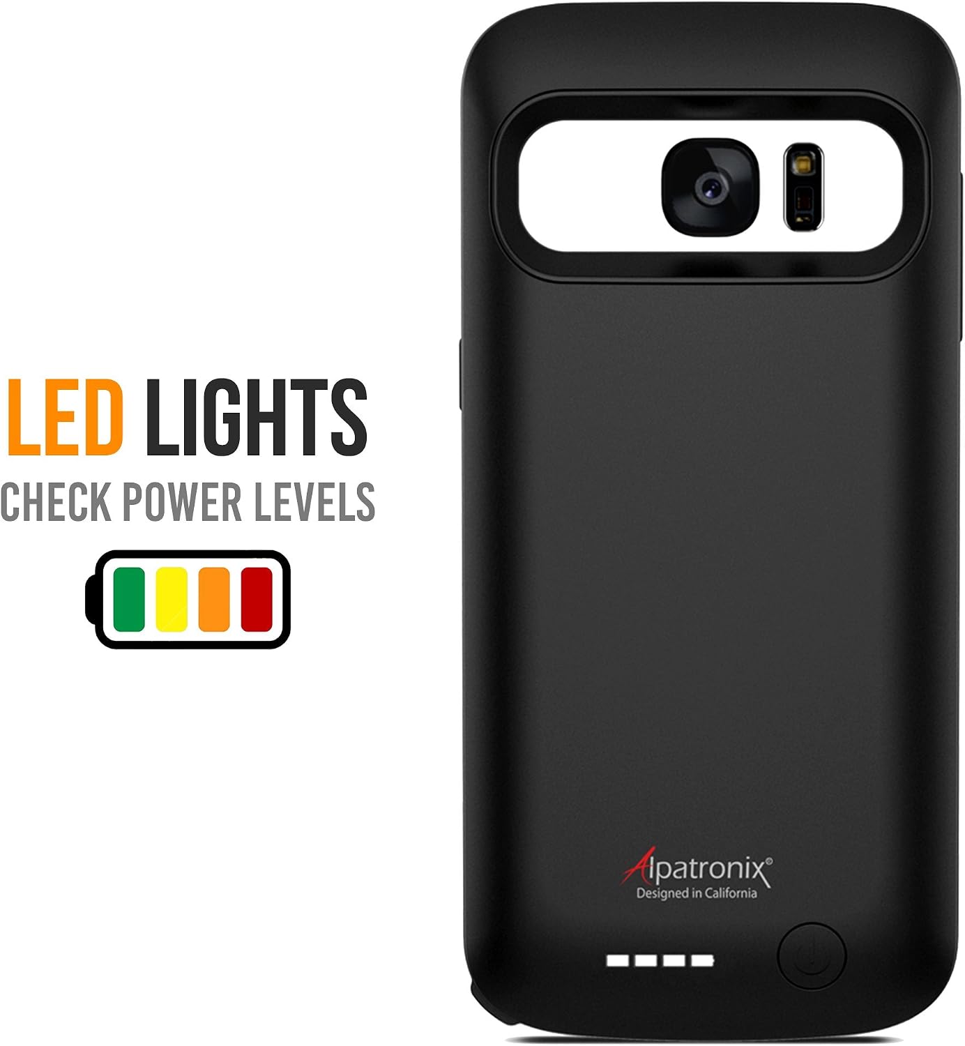 Galaxy S7 Battery Case, 4500mAh Slim Portable Protective Extended Charging Cover Rechargeable External Backup Charger Compatible with Samsung Galaxy S7 (5.1 inch) BX420 - (Black)