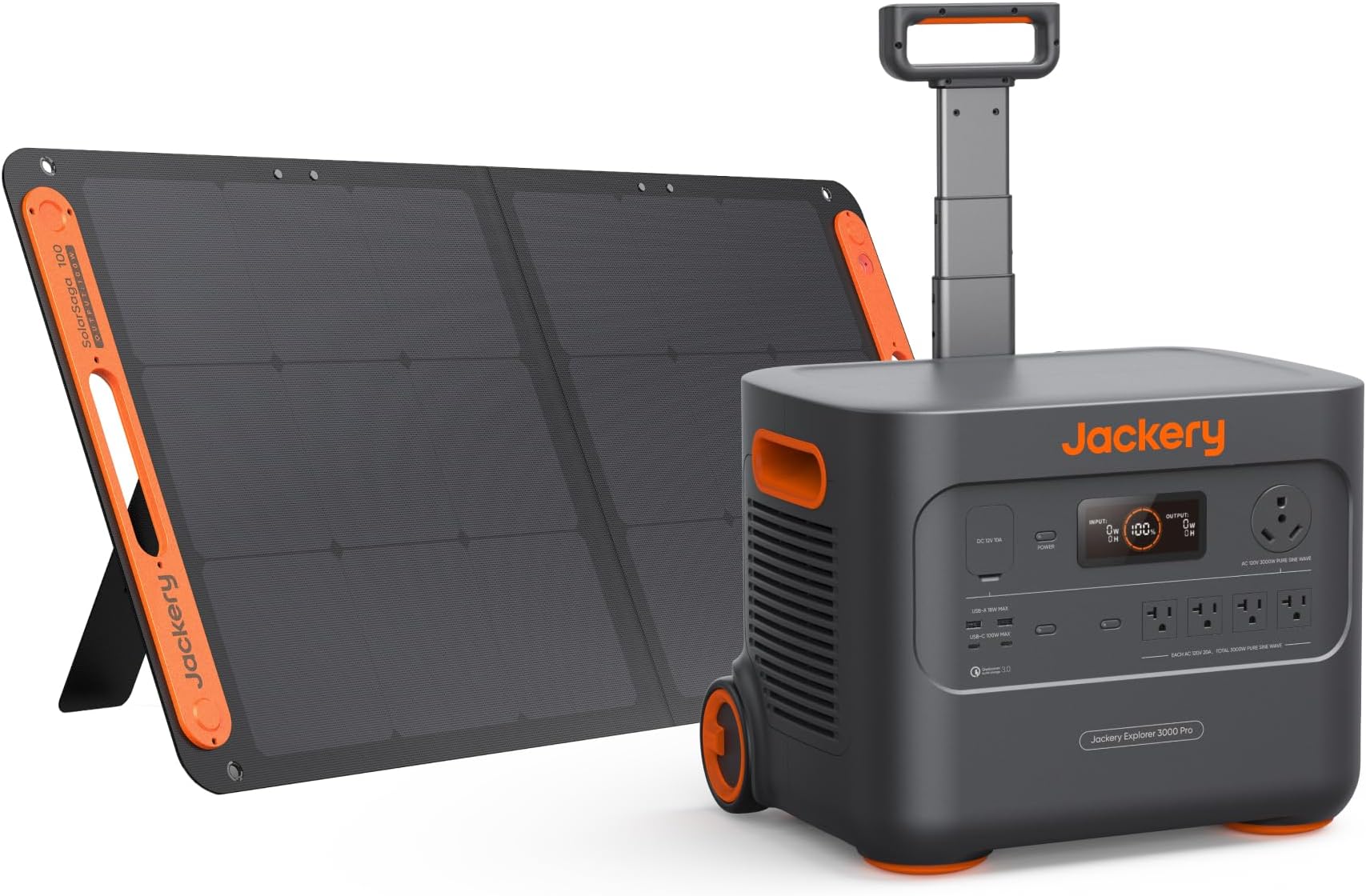 Jackery Solar Generator 3000 PRO with 100W Solar Panels, 3024Wh Power Station, Fast Charging in 2.4 Hours, Intelligent BMS, 2xPD 100W Ports for RV Outdoor Camping & Power Outages