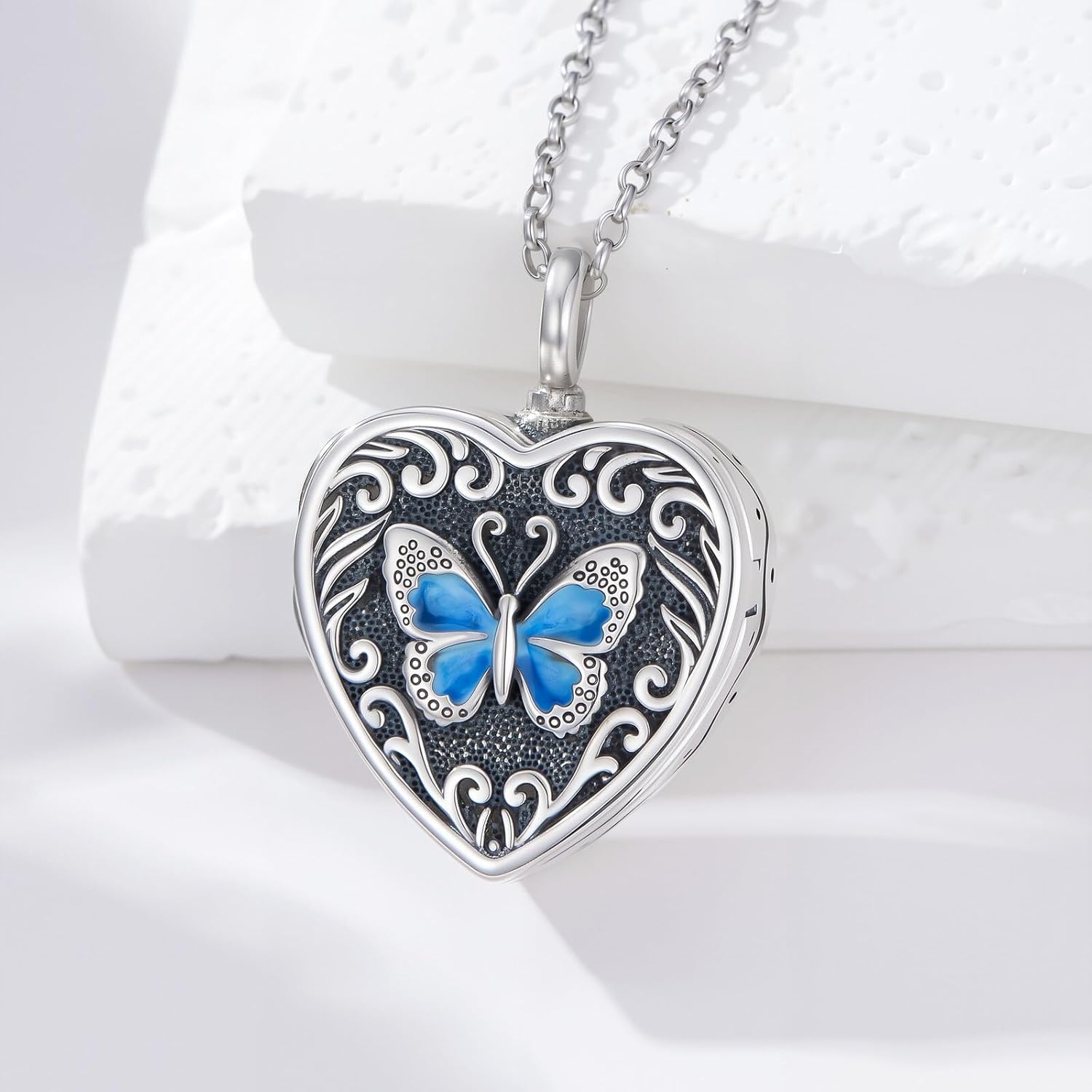 PELOVNY Urn Necklaces for Ashes of Loved Ones 925 Sterling Silver Personalized Heart Locket Urn Necklace Cremation Keepsake Memorial Jewelry Gifts for Women Men - Image 2