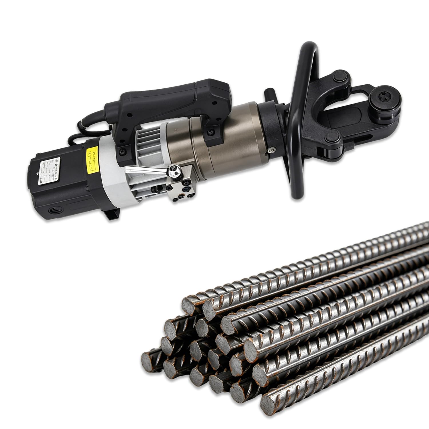WTRYRN Electric Hydraulic Rebar Bender, Steel Rod Bender, 1200W Stable Power, Anti-Deformation Performance, Ideal for Round & Threaded Steel Bending E