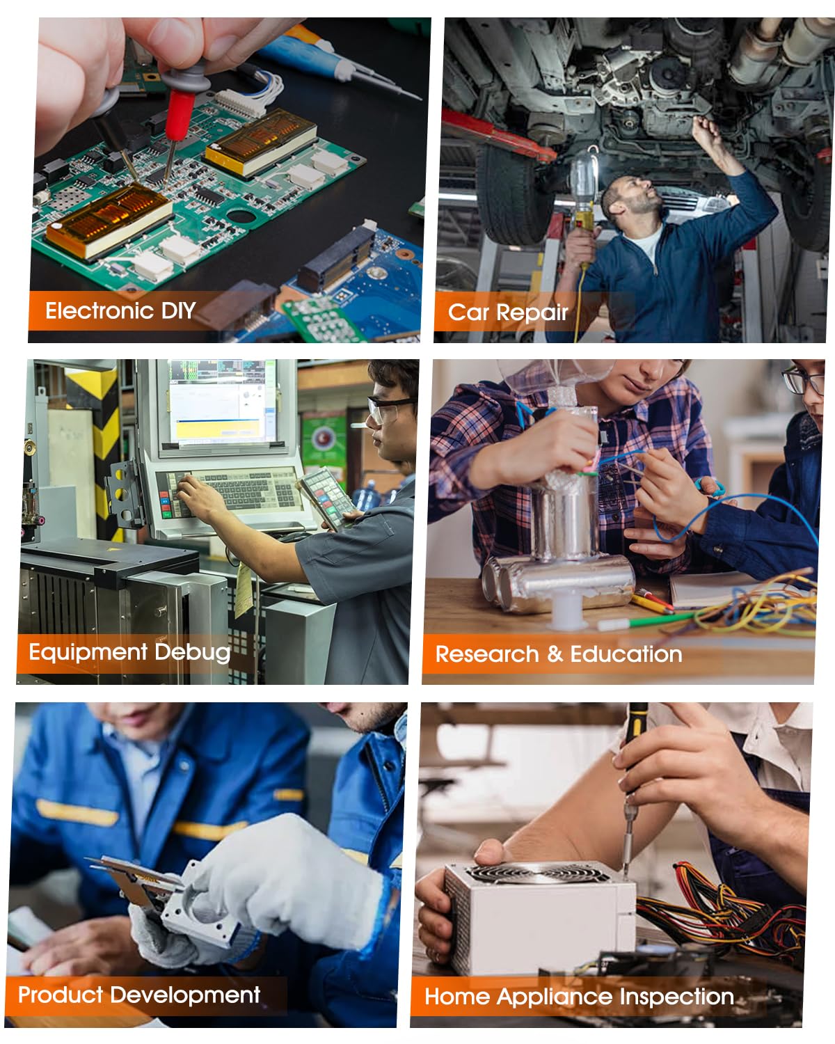 Oszilloskop 2 Kanal, 50MHz Bandbreite 280 MSa/s, Multimeter TRMS 6000 Count, Signalgenerator 13 Signalwellenformen, Automotive Oscilloscope für Heimwerker, Heimgebrauch, Kfz-Reparatur