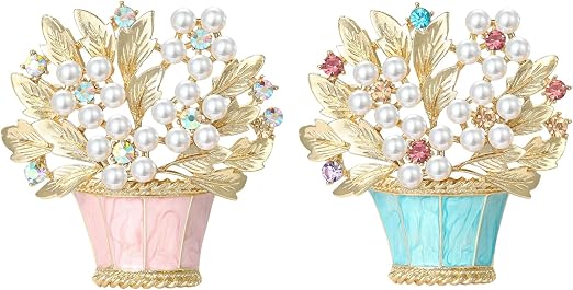 花のバスケットデザイン ブローチ Amazon | ギフトブローチロマンスフラワーアクセントバスケット合金