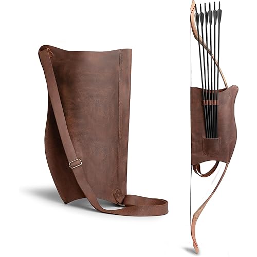 Archery Bow Carrier with Arrow Slots, Adjustable Shoulder Strap, Shooting Targeting, Training, Cosplay, Full Grain Leather, Handmade Archer Accessories