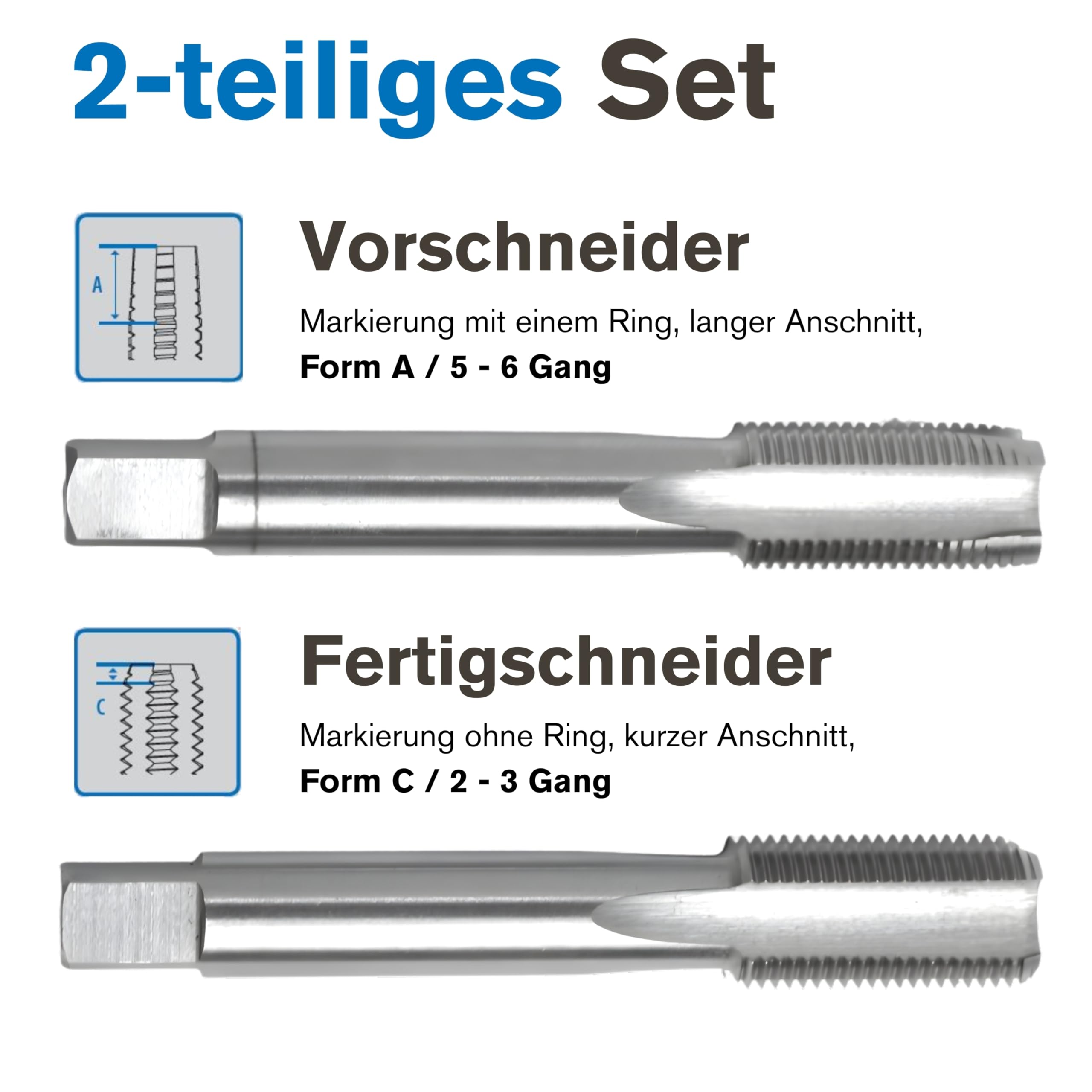 Taraud set Rohr, Gewindeschneider Zoll HSS BSP G 1/8"