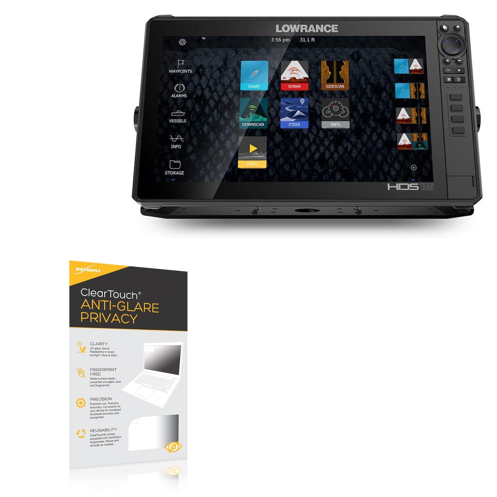 BoxWave Screen Protector Compatible With Lowrance HDS-16 Live - ClearTouch Anti-Glare Privacy (2-Pack), Privacy Screen Protector Flexible Film Anti-Glare