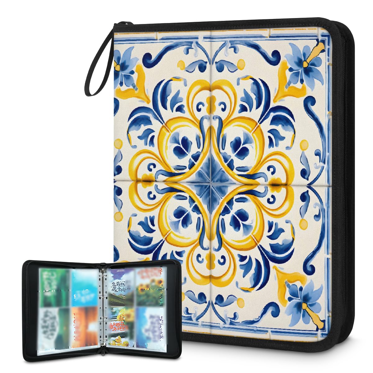 Classeur de cartes floral Mexpekil album nomade zippé 400 fentes