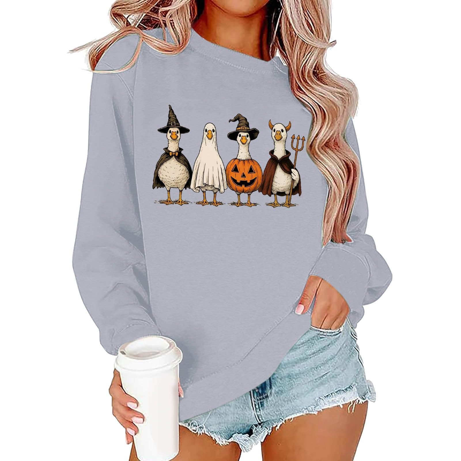 Sudadera sin Capucha Informal de Color Liso con Estampado, Manga Larga, Cuello Redondo, Corte Relajado, Ideal para Uso Diario, Mujer, básica y versátil, fácil de Combinar, con Bolsillo