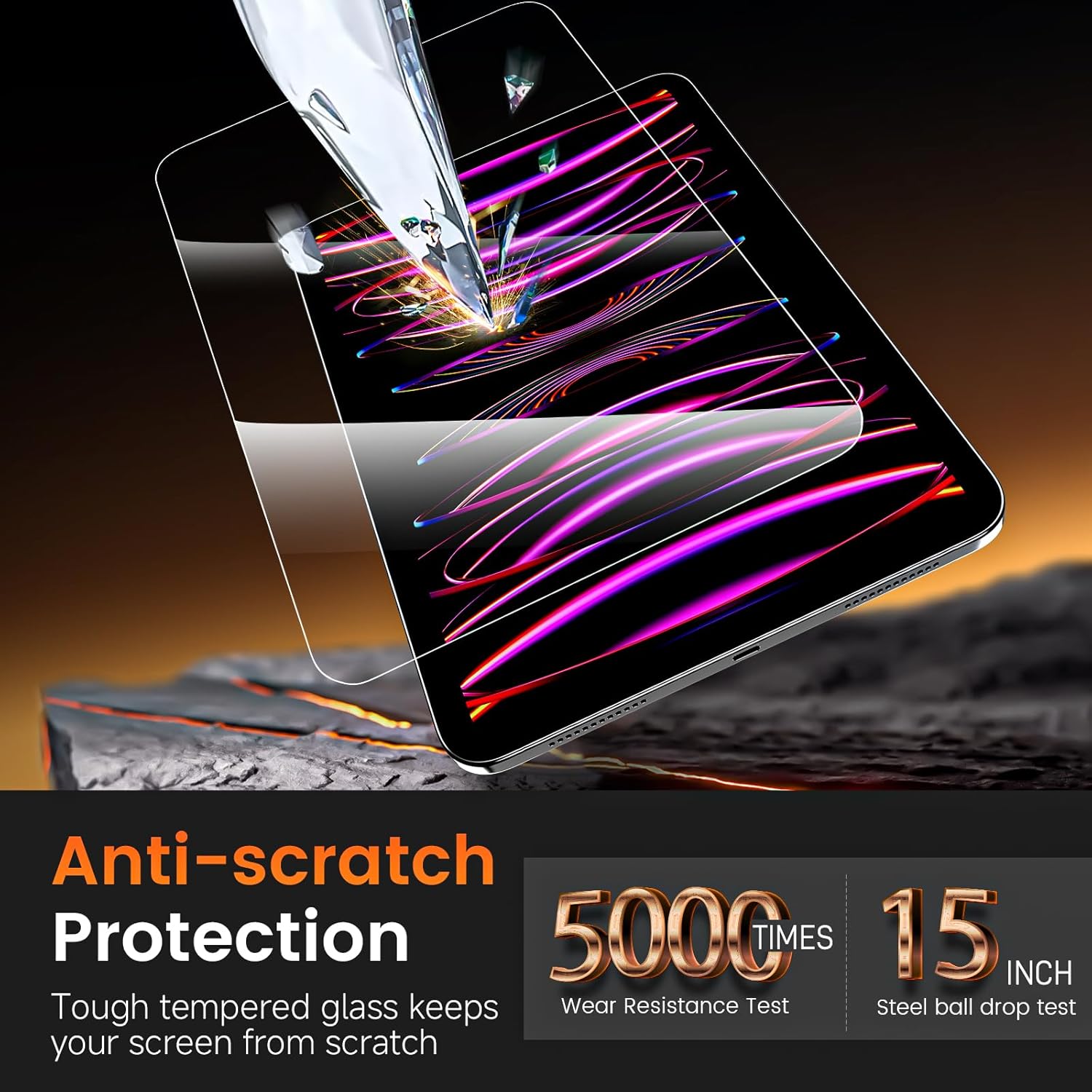 PandaShield 2 Pack for iPad Pro 11"(4th 3rd 2nd 1st Gen) iPad Air 10.9"(5th 4th Gen) 9H+ Tempered Glass Screen Protector with Easy-Install[12FT Grade Shatterproof] Apple Pencil Compatible,HD Clarity - Image 5