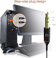 Vista 4 de Audífonos y micrófono Maeline bañado en oro de 3.5 mm hembra a 2 macho y Splitter de cable plano