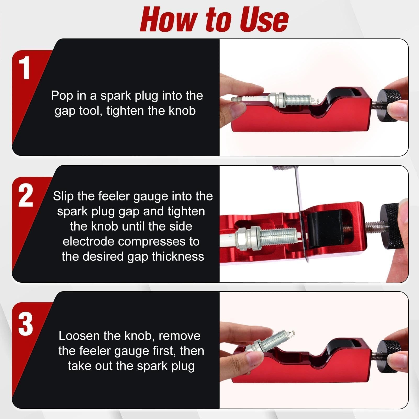 LEONTOOL Outil d’écartement des bougies d’allumage avec 32 lames Jauge d’épaisseur en acier et jauge d’écartement pour la plupart des bougies d’allumage à filetage de 10 mm 12 mm 14 mm 16 mm