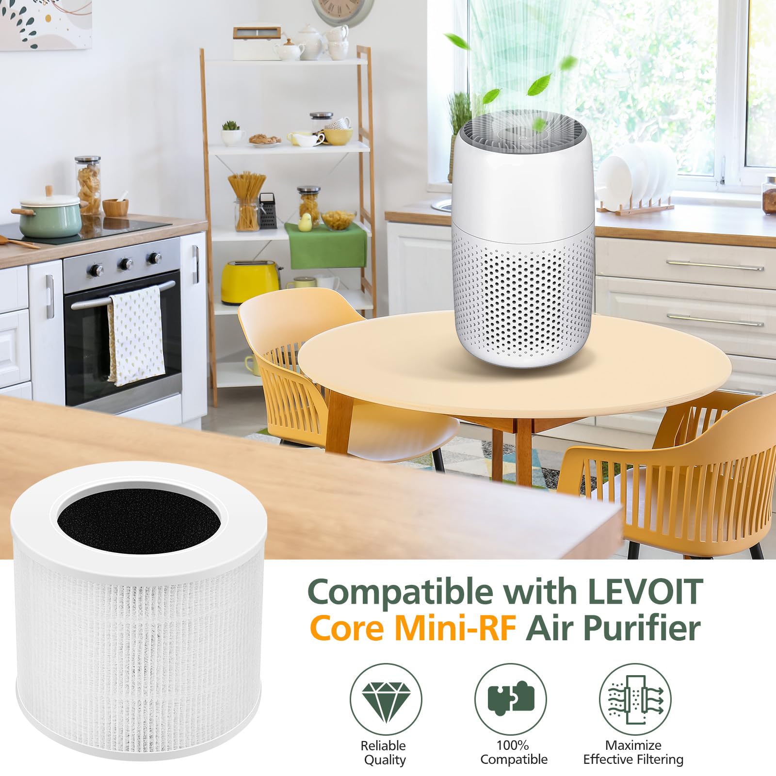 Core Mini Filtro di Ricambio Compatibile Con Purificatore d'Aria - 3 in 1 Ad Alta Efficienza, 2 Confezioni di Filtri HEPA e 10 Pezzi