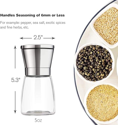 Miniatura 2 de Juego de 3 molinillo de sal y pimienta de cerámica ajustable y molinillo de pimienta, salero alto y pimentero con grosor ajustable por rotor de