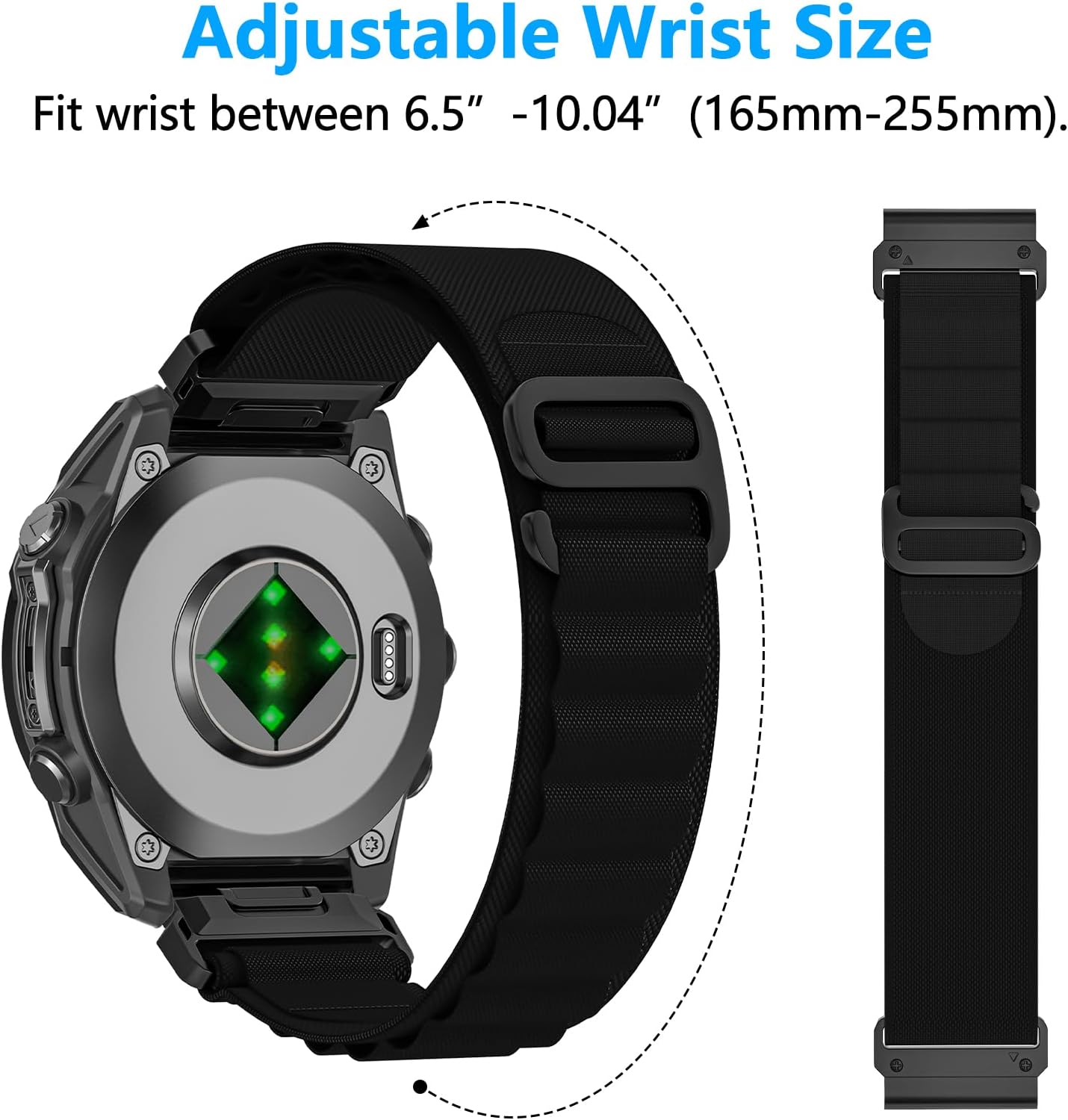 26mm Sport Nylon Watchbands Compatible with Garmin Tactix 8/Fenix 8 pro AMOLED-51mm/Fenix 7X Pro/ 6X Pro/ 5X Plus/3 HR,Quickfit Strap for Quatix 8 51mm/Enduro 3 2/Descent Mk3i-51mm/Mk2i