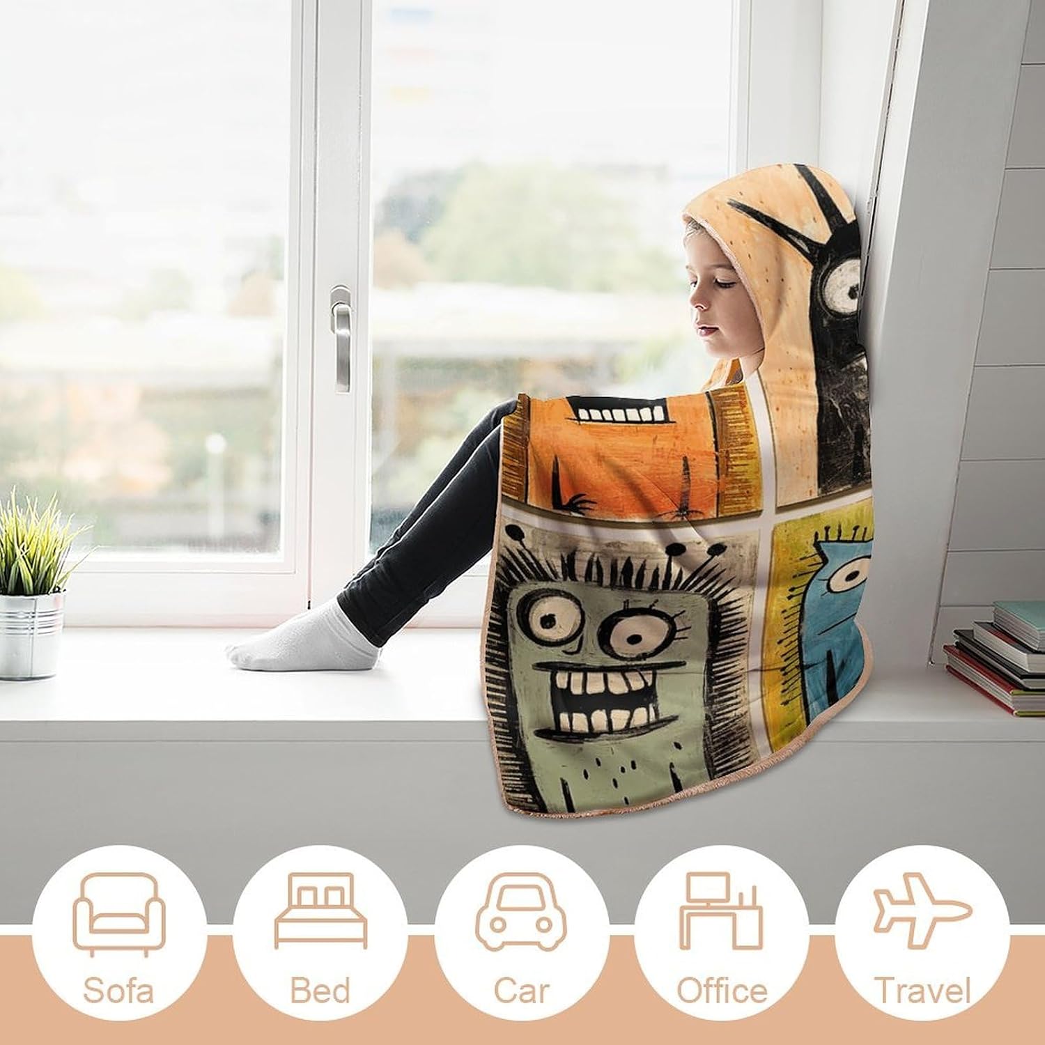 Freestyle Painting Hooded Blanket Cozy And Functional,Wearable Blanket Hoodie for Women Men,Blanket Poncho Presents40 x50