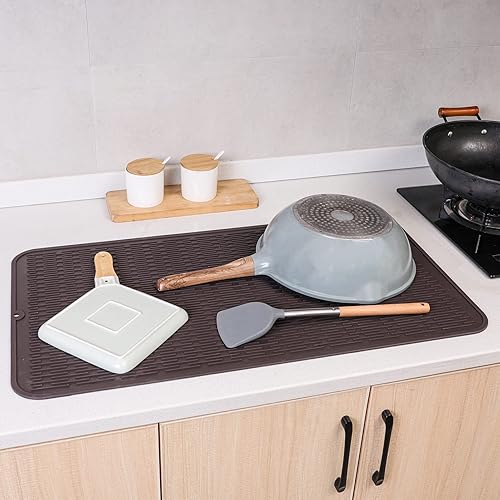 Miniatura 868 de Tapete de silicona para secado de platos para múltiples usos, fácil de limpiar, ecológico, resistente al calor, tapete de silicona para encimera