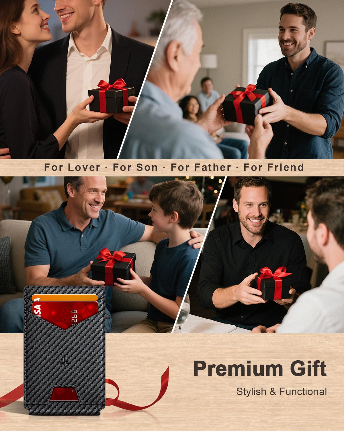 Wallet for Men，Slim Minimalist Wallet with Money Clip ＆ ID Window, RFID Blocking Pop-Up Credit Card Holder，Smart Auminum Mens Wallet Holds 9-13 Cards, Front Pocket Bifold (Magnetic Closure, Gift Box)