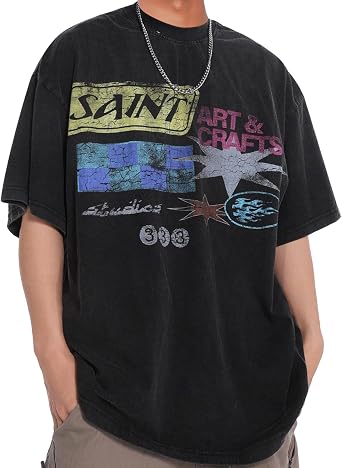 Arnodefrance Saint Graphic Printing Tshirt Vintage Tee Shirt Cotton Short Sleeve Shirt