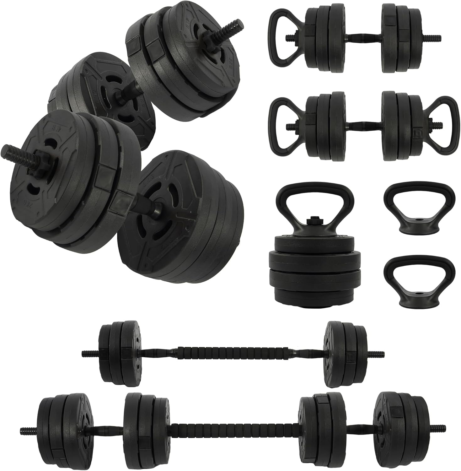 Fitvids Adjustable Dumbbells, 60lbs Free Weight Set with Connector, Multiple Function Dumbbells Set Barbell, Kettlebells, Push up Stand, Weight Plate, Fitness Exercises for Home Gym