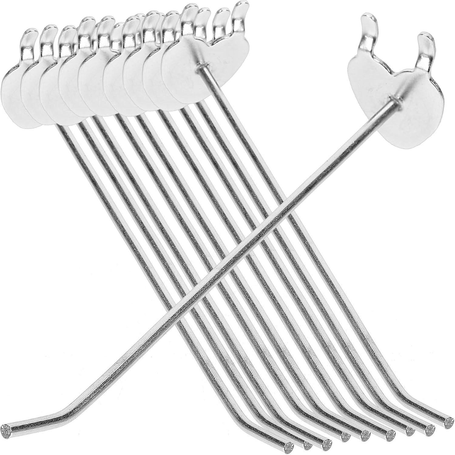 ERINGOGO 10pcs Stainless Steel Pegboard Hooks with Hole, Heavy Duty Utility Hooks for Garage and Workshop, Strong Bearing Capacity and Easy to Remove Pegboard Hangers